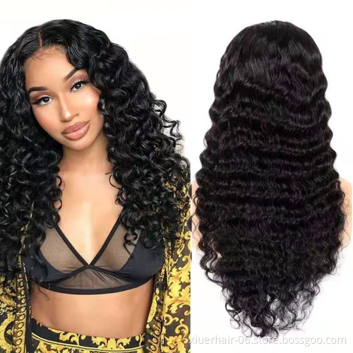 Wholesale 100% Raw Natural Brazilian Hd Frontal 30 Inch Water Deep Wave Curly Real 100 Human Hair Wigs For Black Women